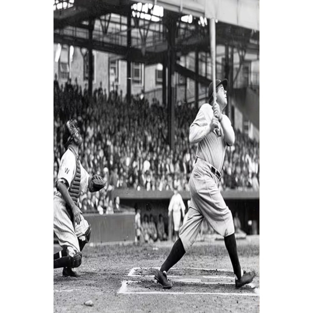 New York Yankees Babe Ruth Canvas Poster 12x18 MLB Bar Man Cave Black and White